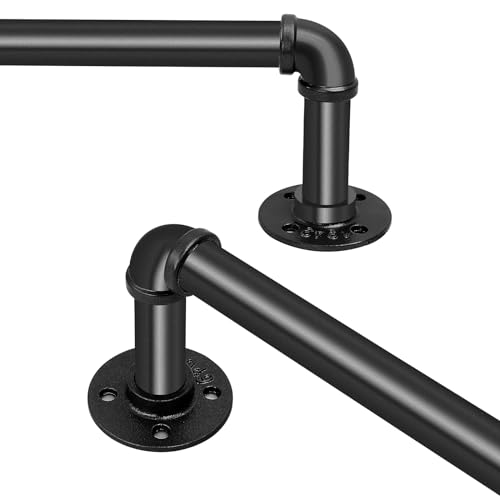 Curtain Rods for Windows 72-144", 1 Inch Industrial Black Curtain Rod, Adjustable Wrap Around Indoor/Outdoor Room Divider Rod,30-144"