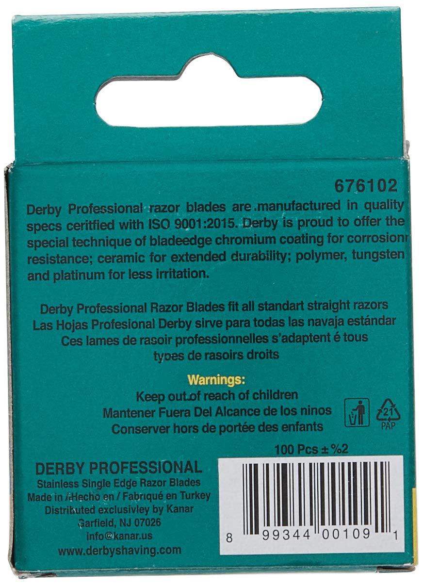 100 Derby Professional Single Edge Razor Blades Y18290