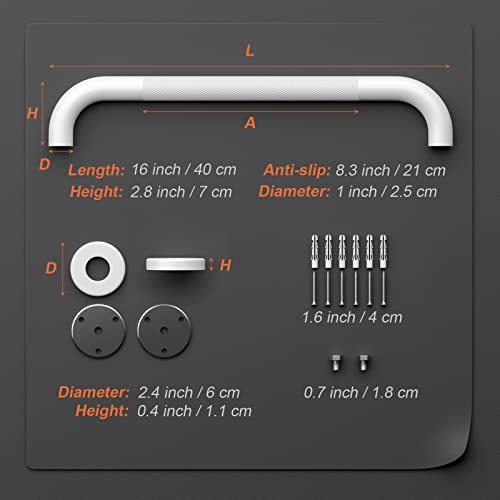 2 Pack 24 Inch Anti-Slip Shower Grab Bars with Rubber Grip, iMomwee Chrome Stainless Steel Bathroom Handrail E340579