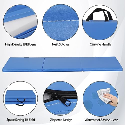 ZENY 2" Thick Tri-fold Folding Gym Exercise Mat with Carrying Handles Z840