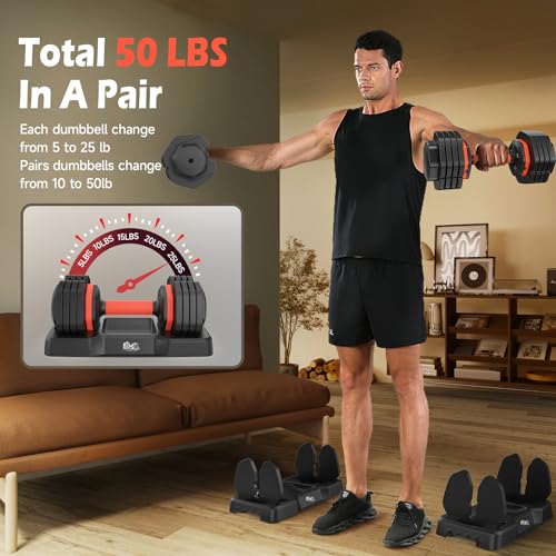 Adjustable Dumbbells Set 5-55LB, Anti-Slip Handle for Home Gym S70008