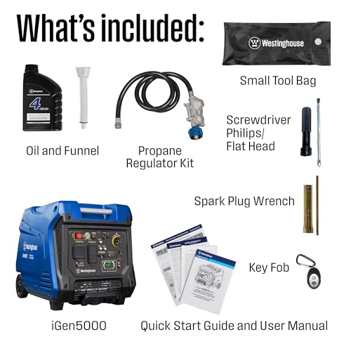 Westinghouse 5000 Peak Watt Super Quiet Portable Inverter Generator with Remote Start B28889