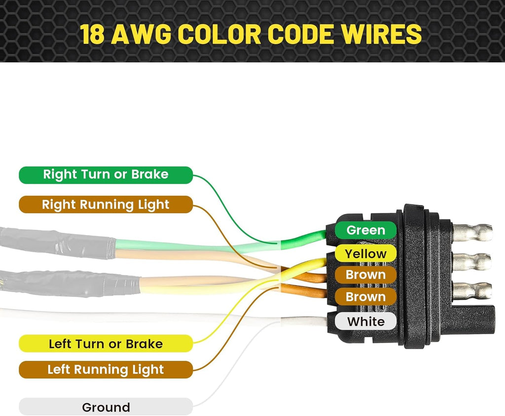 Oyviny 4 Pin 5 Wire Trailer Wiring Harness 22FT for Taillights S29494