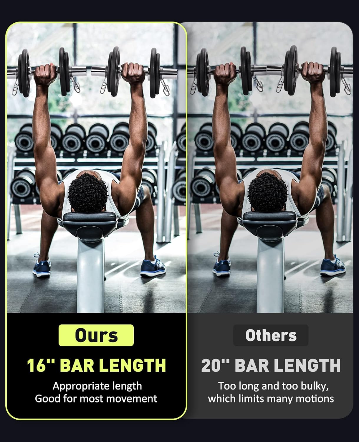 Pair of 16" Olympic Dumbbell Handles with 2 Spring Collars P461318