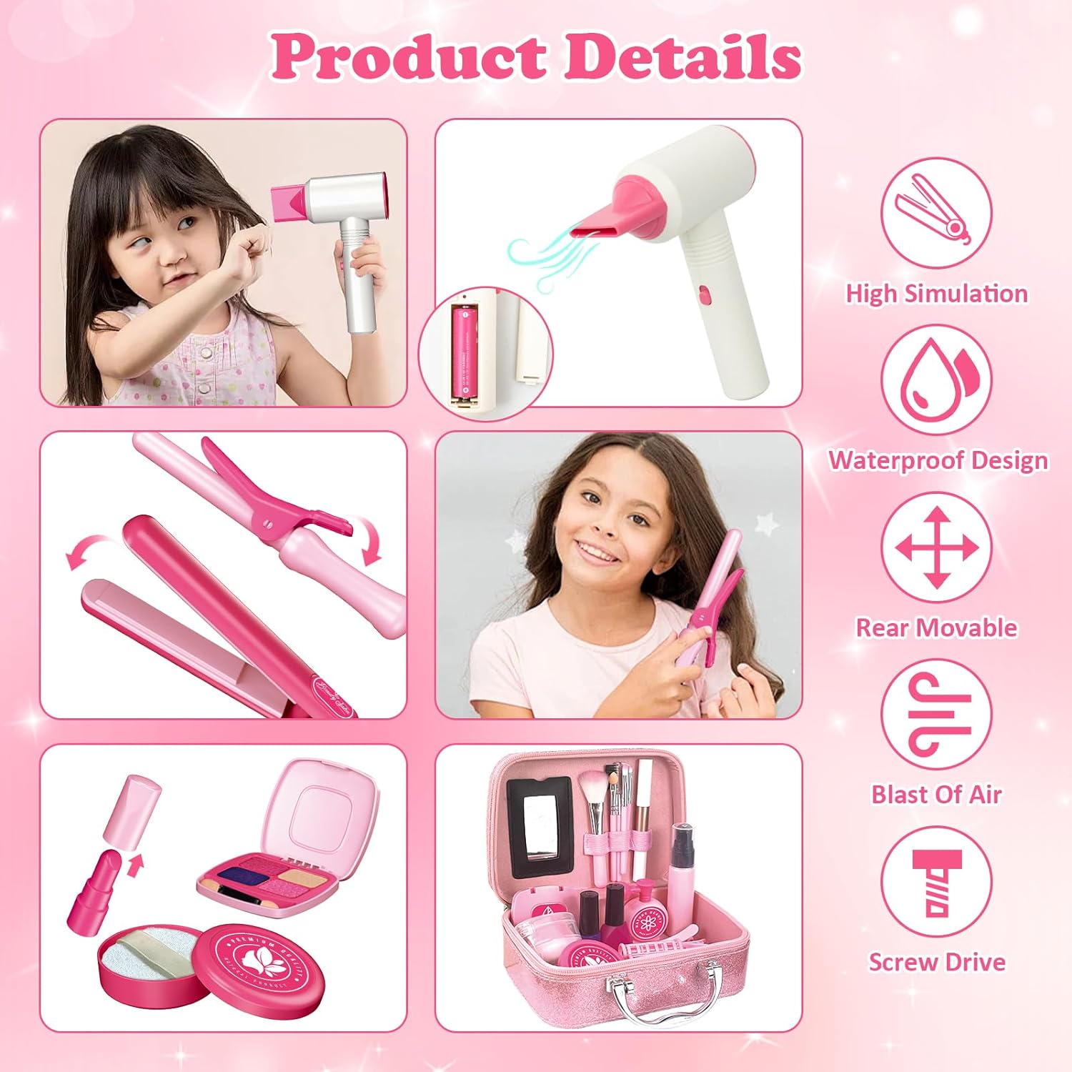 RedCrab Kids Beauty Salon Toy Set, Pretend Makeup Kit for Girls T575