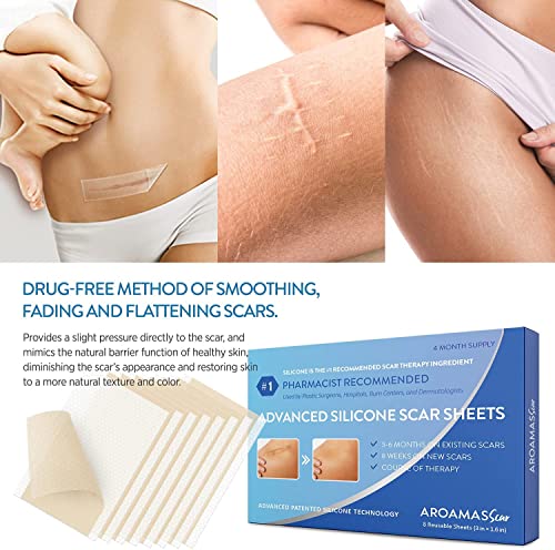 Aroamas Professional Soft Silicone Scar Sheets Strips, 8 Count F291013