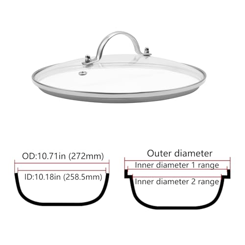 Antrader Tempered Glass Lid 9.5 Inch for Skillet Frying Pan Pot M306