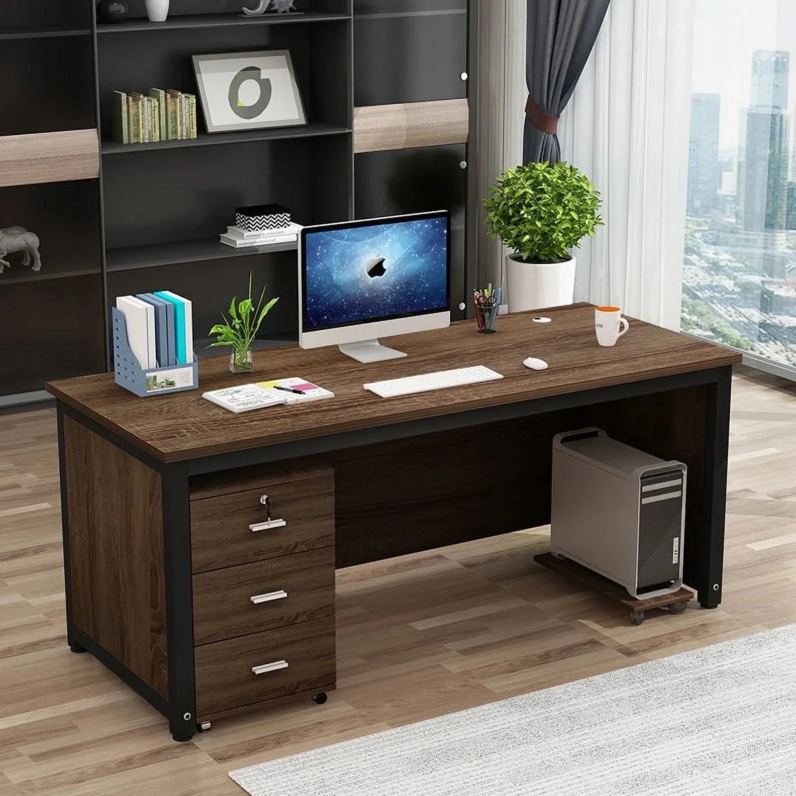 HDH Writing Desk with Monitor Drawers X94122