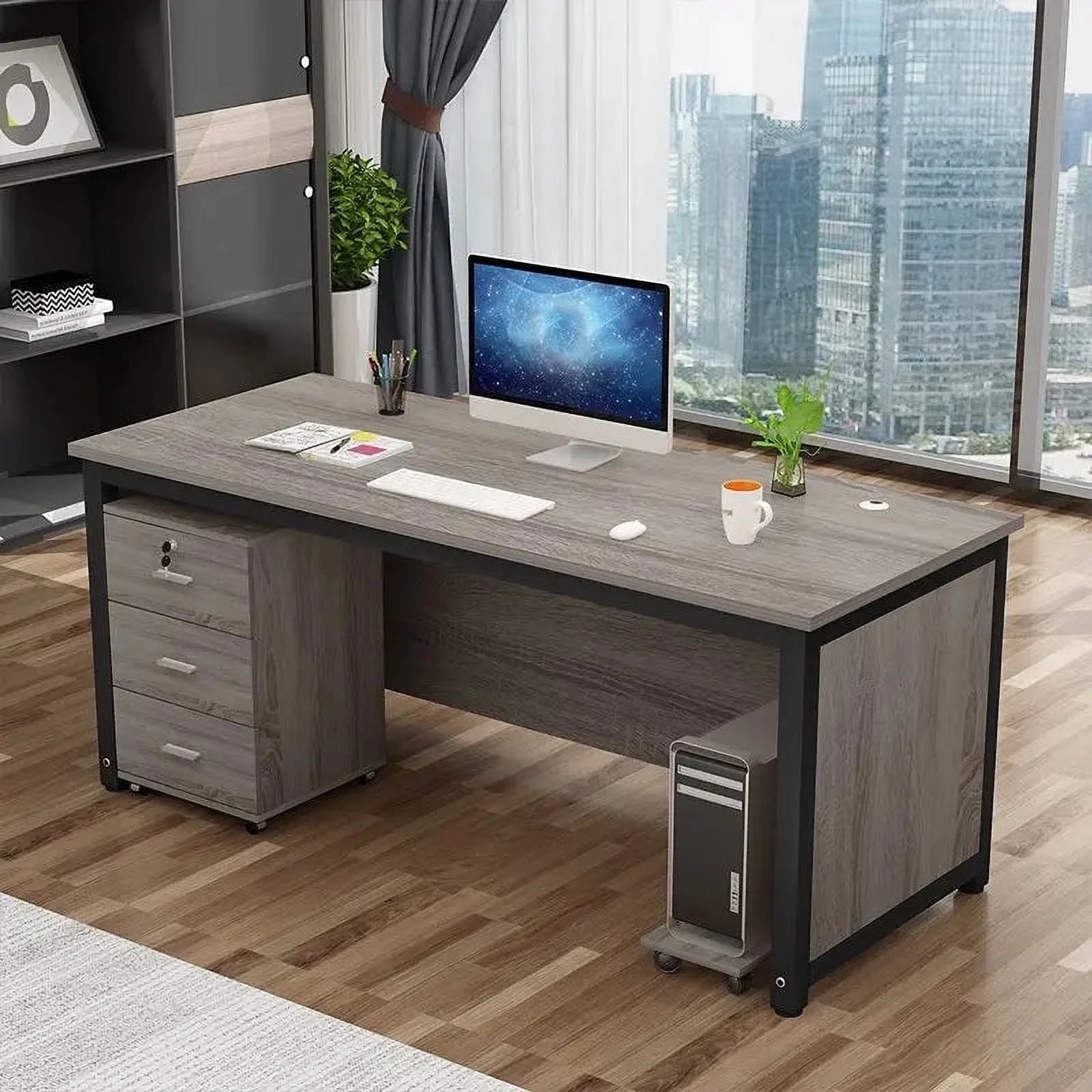 HDH Writing Desk with Monitor Drawers X94122