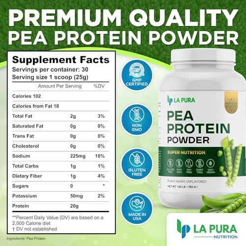 LaPura 100% Vegan Pea Protein Powder, Unflavored, 1.65LB X36299