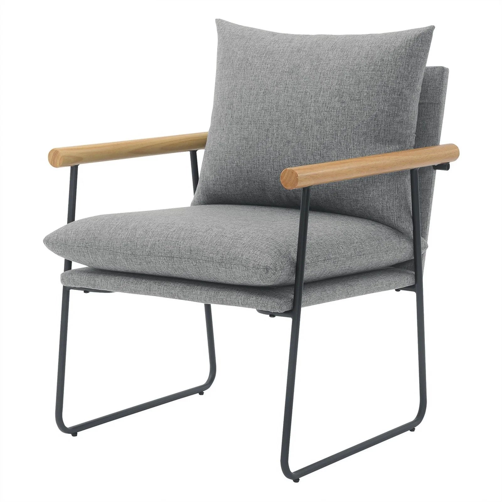 Dutton Armchair Charcoal Fabric Natural Arms Black Sled Base L638