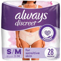 Always Discreet Sensitive, Incontinence & Postpartum Underwear for Women, Maximum Plus Protection, Small/Medium, 28 Count