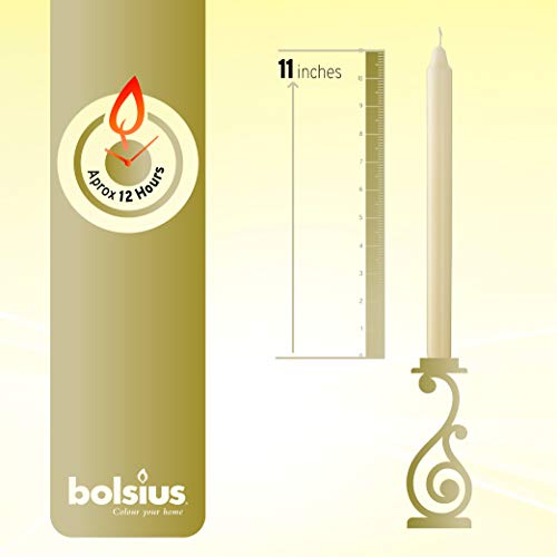 BOLSIUS Ivory Candlesticks 11.5 Inch Unscented Dripless Bulk Pack 50 Count N953