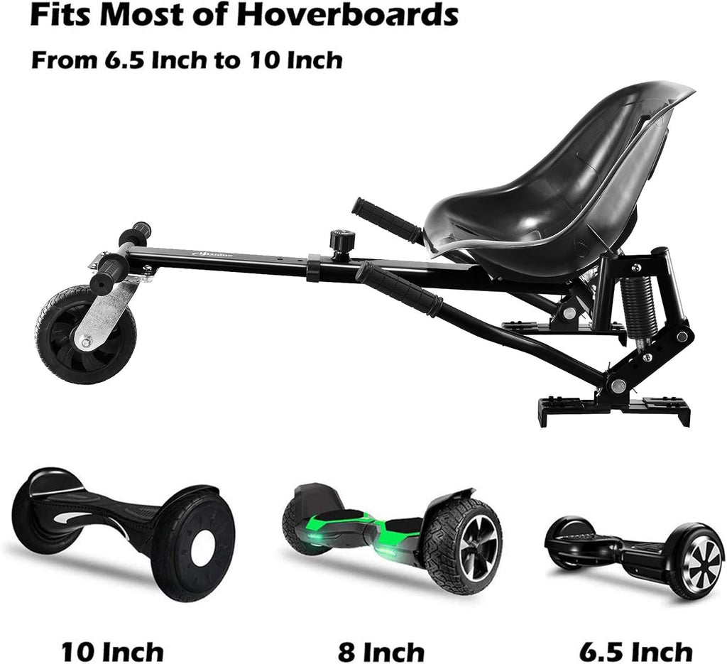 Hoverboard Seat Attachment, Go Kart for Adults & Kids, Off-Road Tires, Black X432
