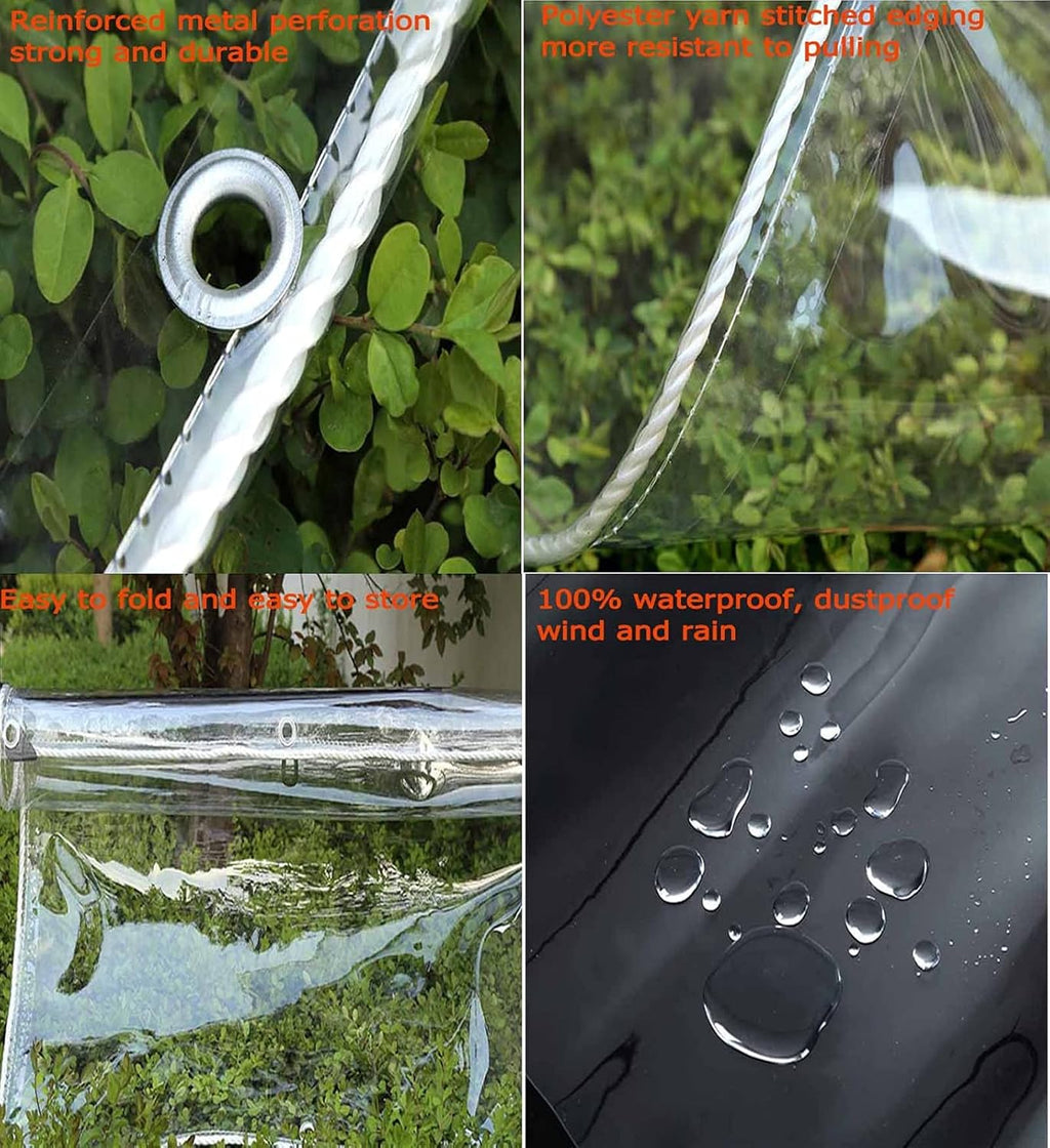Heavy Duty Waterproof PVC Transparent Tarpaulin Cover 0.35mm Clear Awning Canopy Patio Tent Enclosure 1x3m W1231