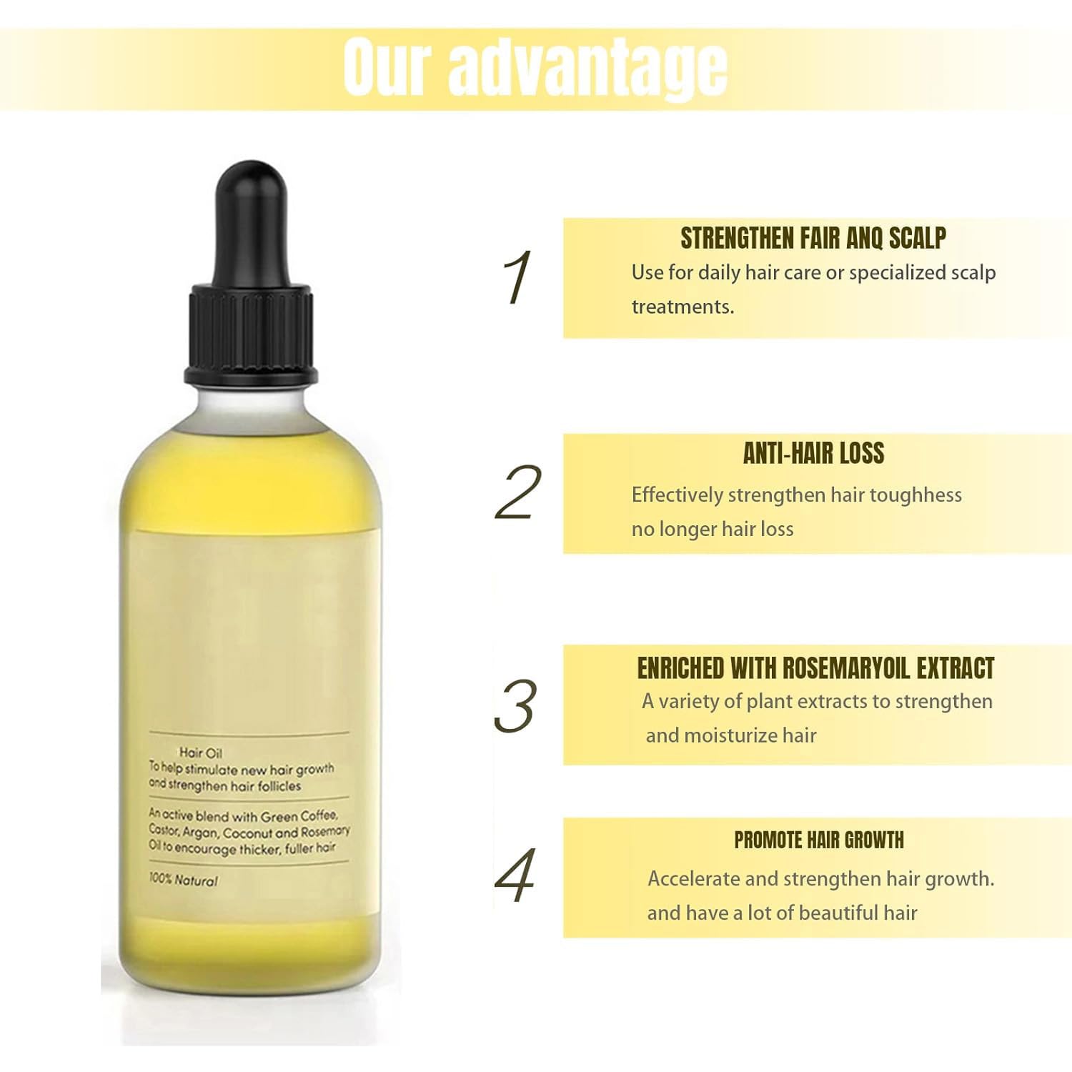 Rosemary & Parsley Seed Hair Growth Oil, Extra Strength Treatment for Hair Loss, 2 Oz Y2778