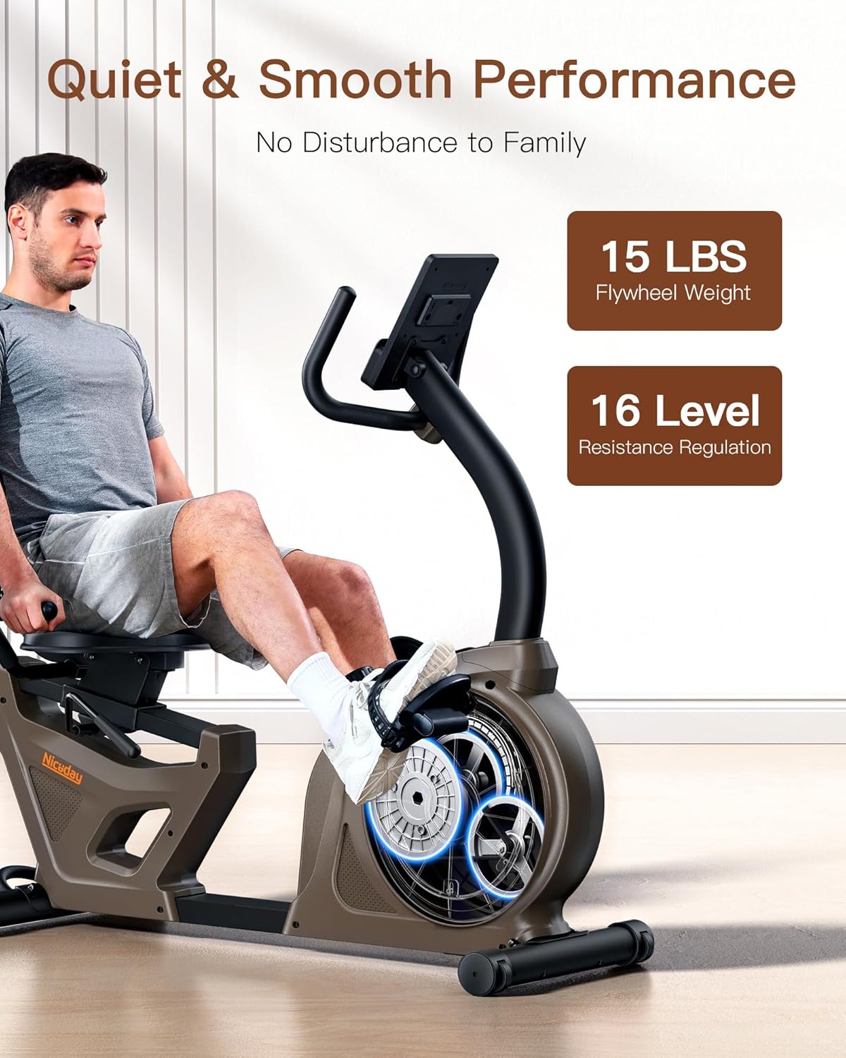 Niceday Elliptical Machine & Recumbent Exercise Bike, 16 Resistance Levels S516