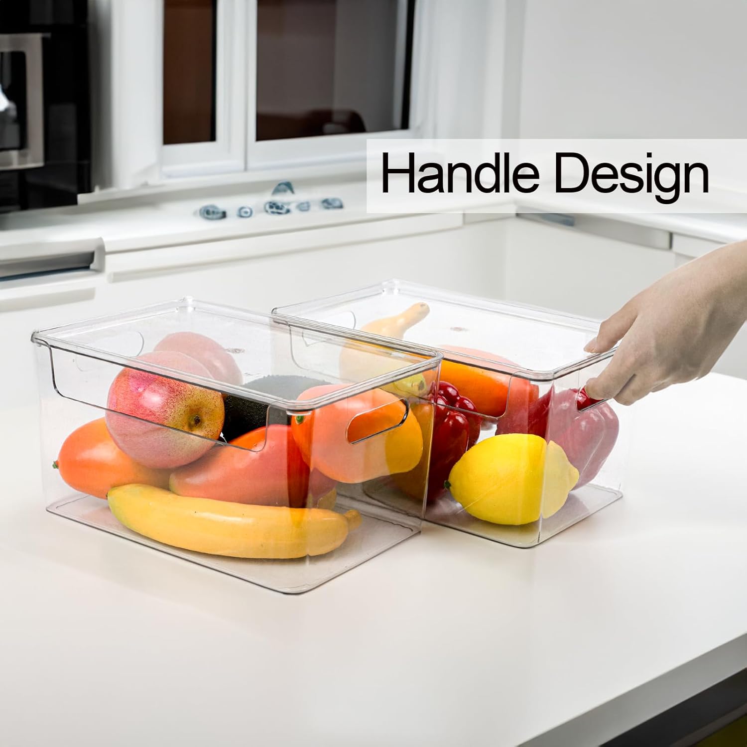 Set of 4 Clear Plastic Storage Bins with Lids, Stackable R7404