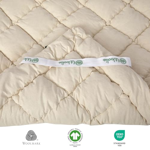 Organic Merino Wool Pillow Top Mattress Topper - Queen, 2", Handmade, Non-Toxic T7309