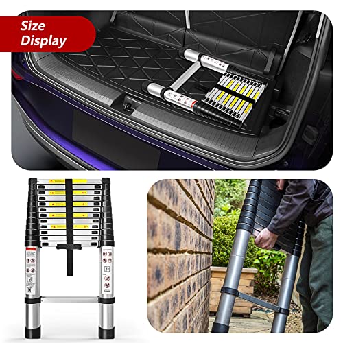 12.5 FT Telescoping Aluminum Ladder, 330 LBS Capacity Q19142