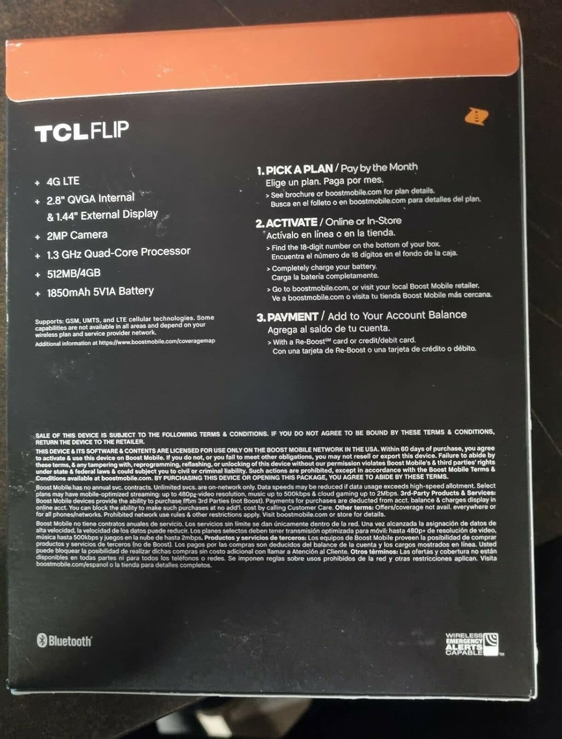 TCL Flip 4G LTE Flip Phone, Black - Prepaid, Carrier Locked O40105