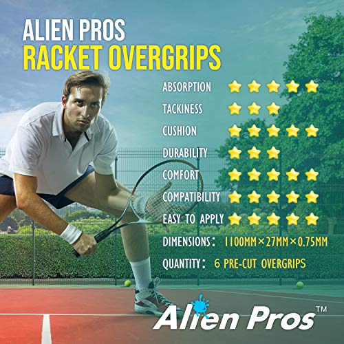 ALIEN PROS Tennis Racket Grip Tape - Precut Dry Feel Overgrip U623648