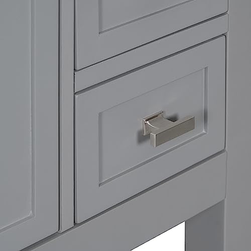 22" Small Bathroom Vanity with White Cabinet, Ceramic Vessel Sink & Left Side Storage R845232