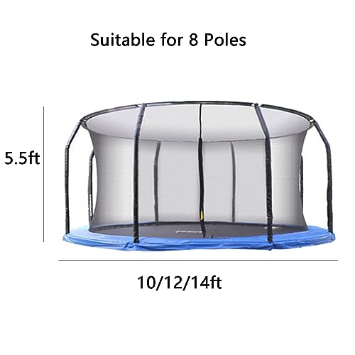Trampoline Replacement Safety Net for 10-14 ft Round Frames with 8 Curved Poles U31965