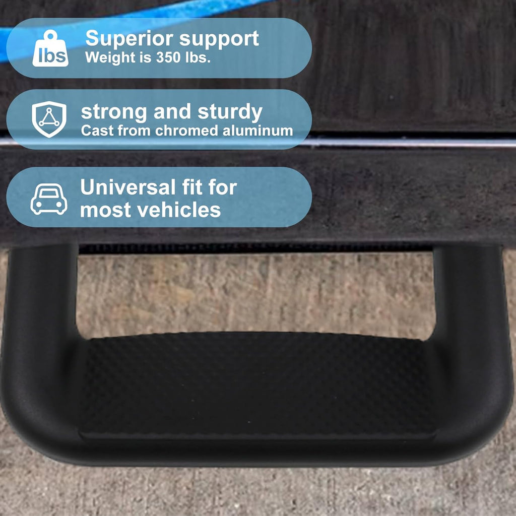 RULLINE Black Powder Coated Truck Side Step Set with Mounting Brackets J35848
