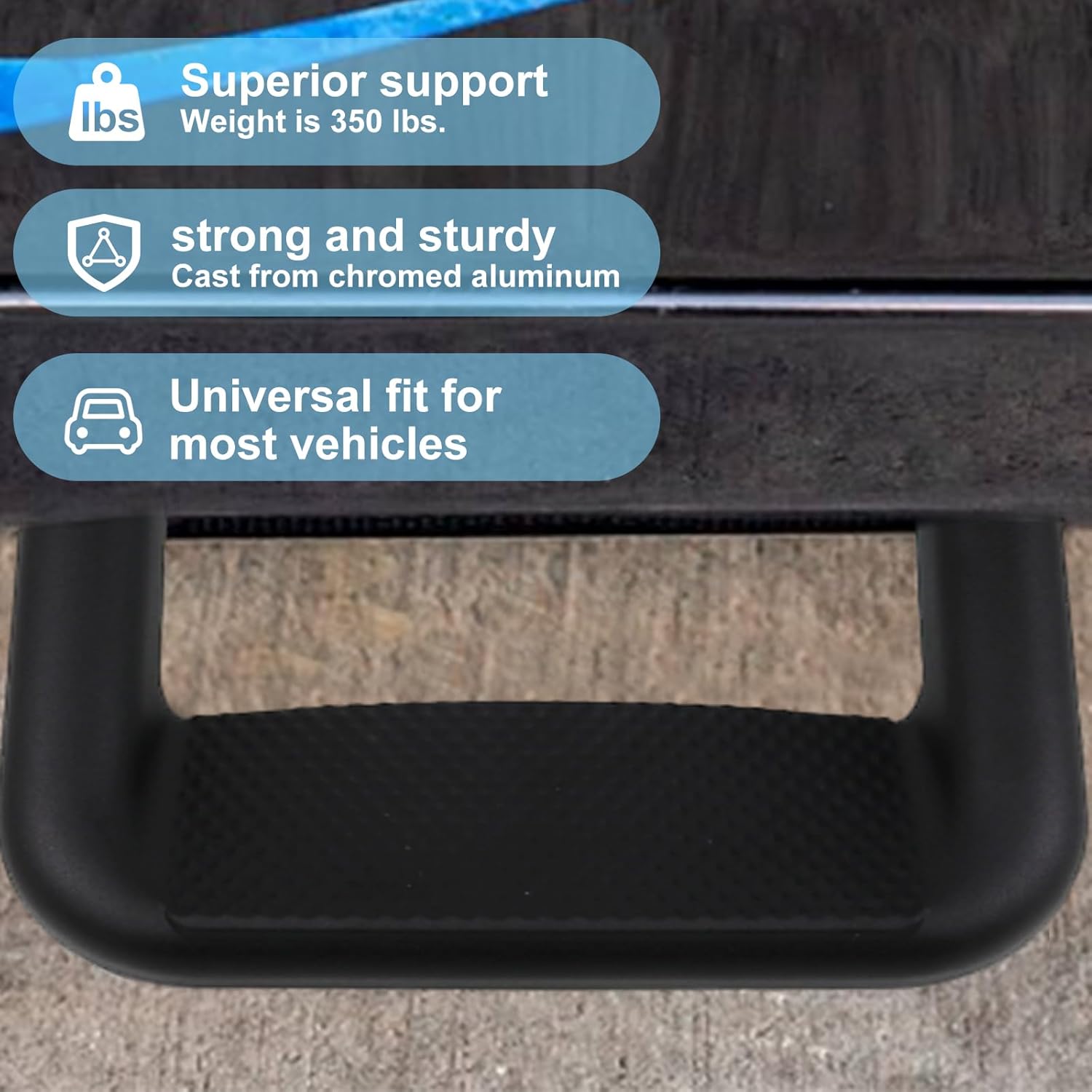 RULLINE Black Powder Coated Truck Side Step Set with Mounting Brackets J35848