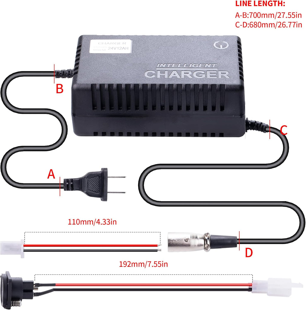 24V 2A Rapid Battery Charger with 3-Pin XLR for GoGo, Drive Medical, ShopRider, Ezip, Pride Jazzy Q1044