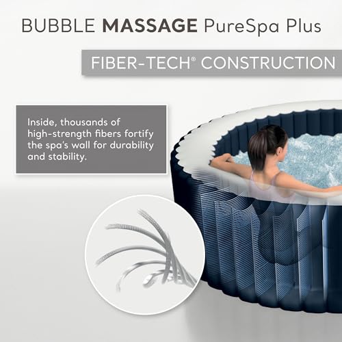 INTEX 28431EP PureSpa Plus Bubble Massage Spa Set with Cover, Headrests, LED Light, 6-Person J40508