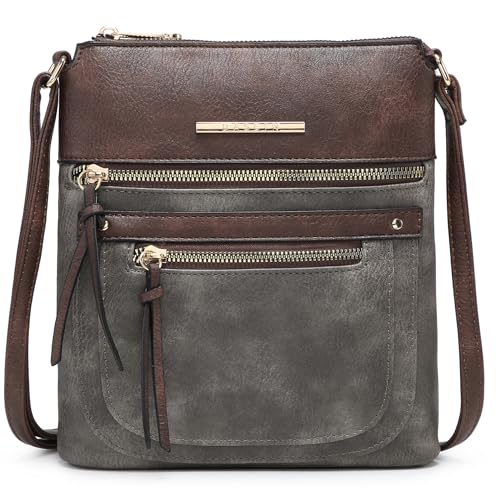 Dasein Crossbody Purse for Women Vegan Leather Shoulder Handbags Messenger Bags with Multi Zipper Pockets