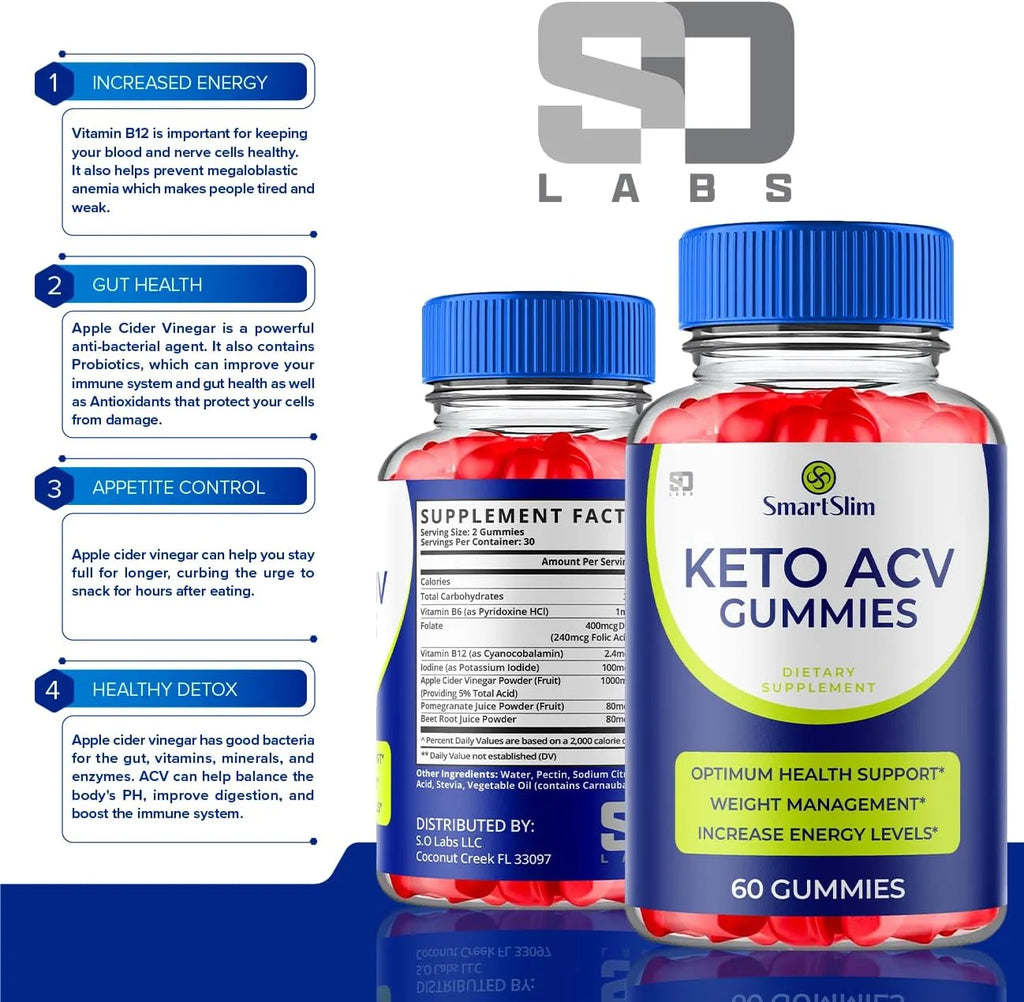 Smart Slim Keto Gummies Apple Cider Vinegar Supplement, 5 Pack J371352