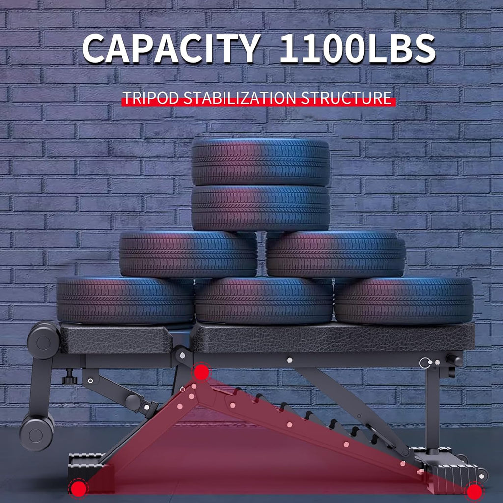 K KINGKANG Adjustable Weight Bench, 1100 LB Capacity, Foldable Flat/Incline/Decline for Home Gym G75575