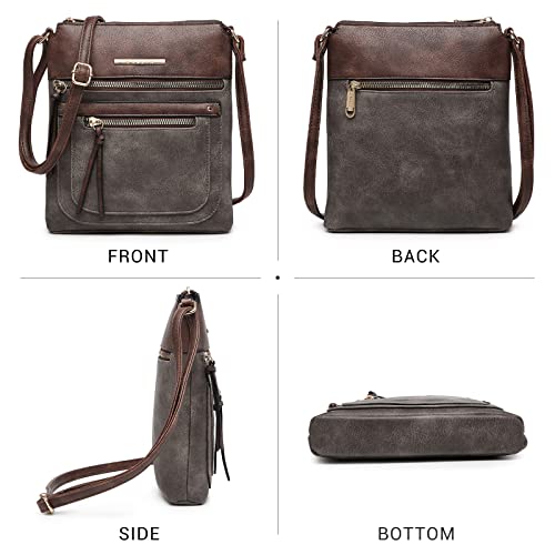 Dasein Crossbody Purse for Women Vegan Leather Shoulder Bag with Multi Zipper Pockets E389262