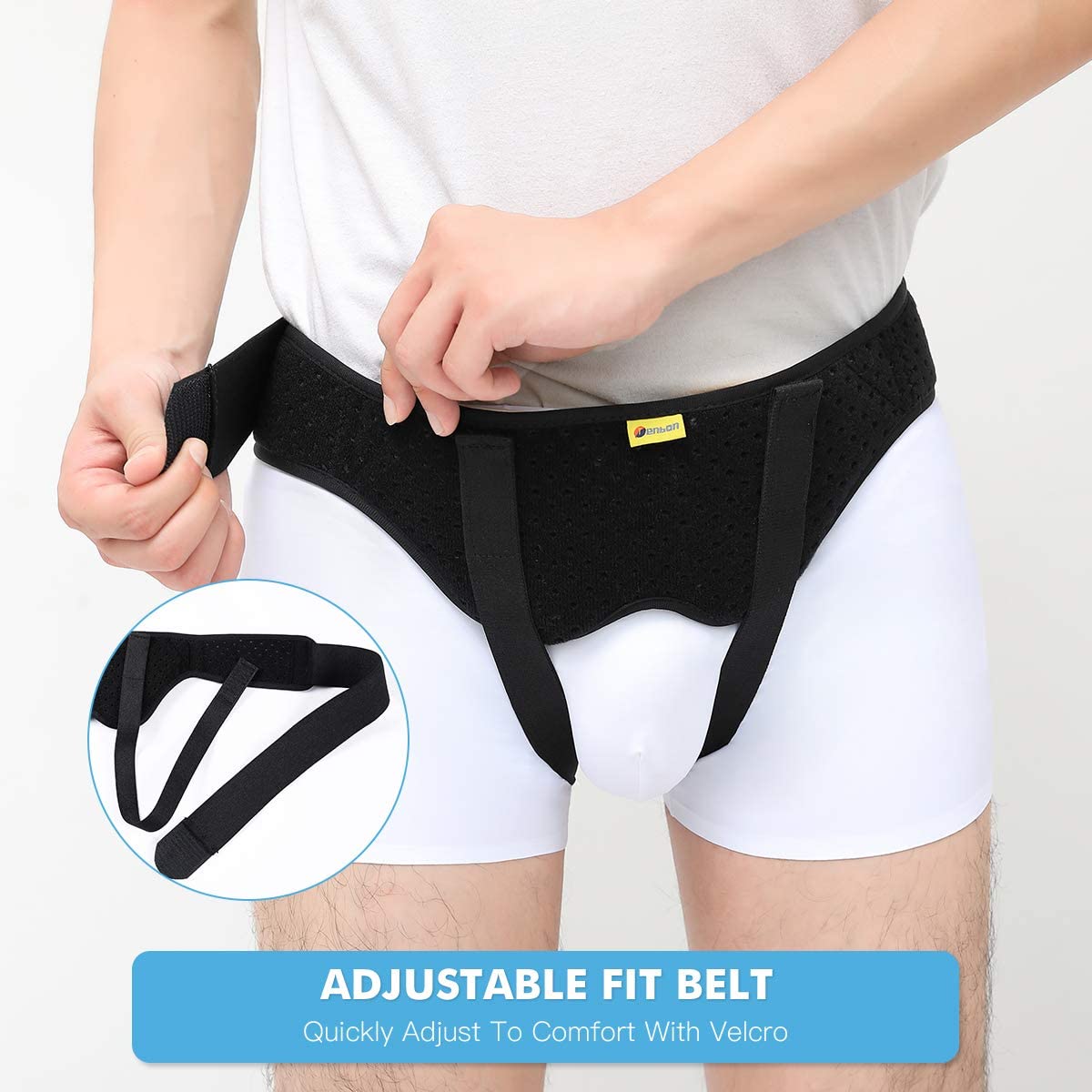Tenbon Hernia Belt Truss for Inguinal or Sports Hernia Support with 2 Removable Compression Pads G479339