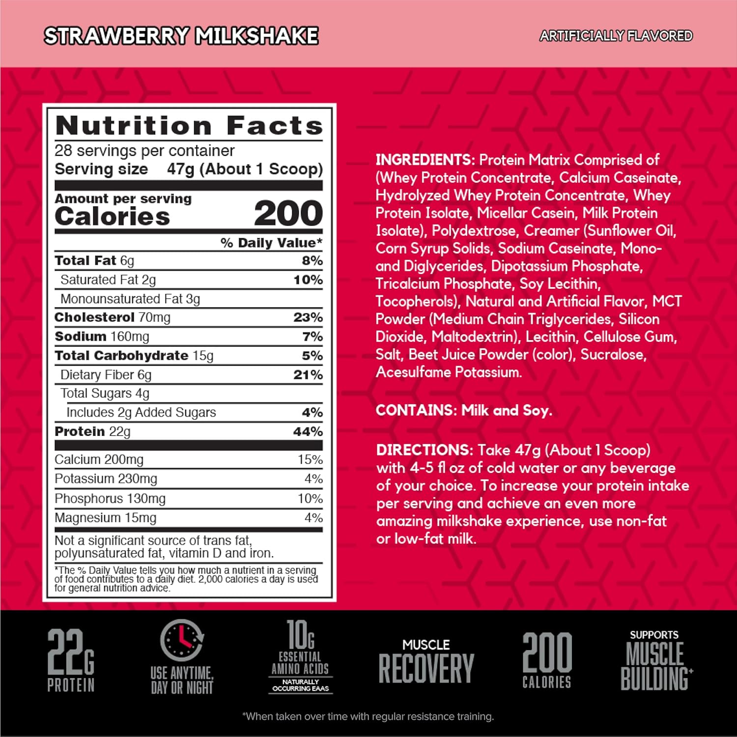 BSN SYNTHA-6 Whey Protein Powder, Strawberry Milkshake, 28 Servings U100240