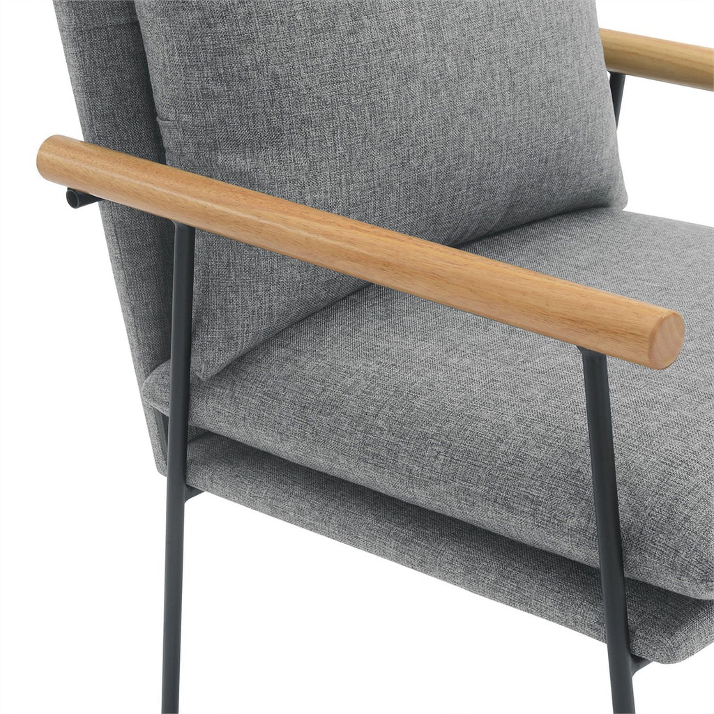 Dutton Armchair Charcoal Fabric Natural Arms Black Sled Base L638