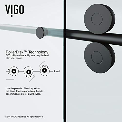 VIGO Elan Frameless Sliding Tub Door 56-60 in. Matte Black Clear Glass K697