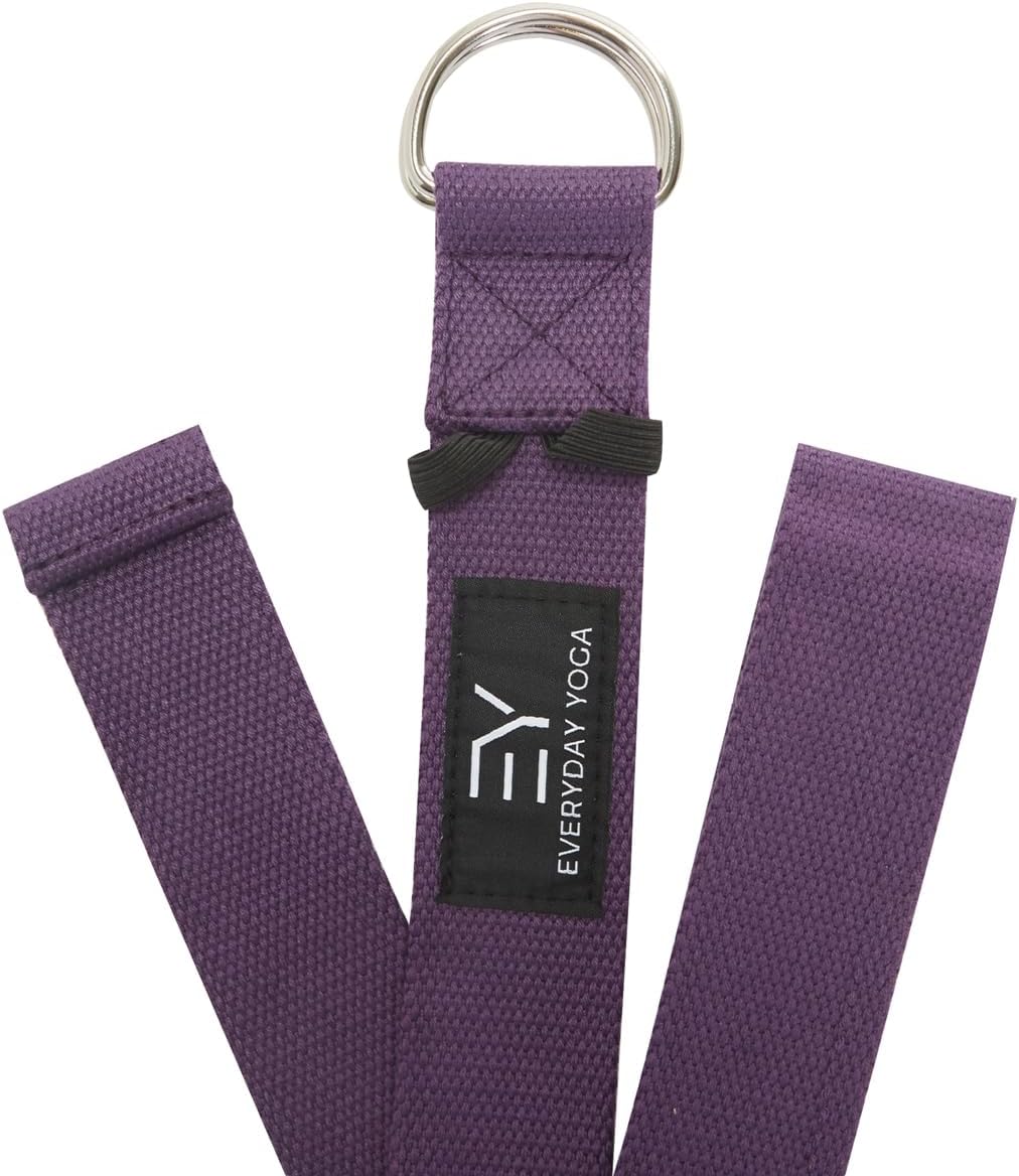 Everyday Yoga Bolster and Strap Set, Rectangular Meditation Pillow, Plum N7218