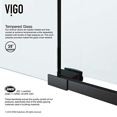 VIGO Elan Frameless Sliding Tub Door 56-60 in. Matte Black Clear Glass K697