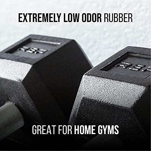 Rep Rubber Hex Dumbbell Set with Rack, 5-100 LB, Black N183992