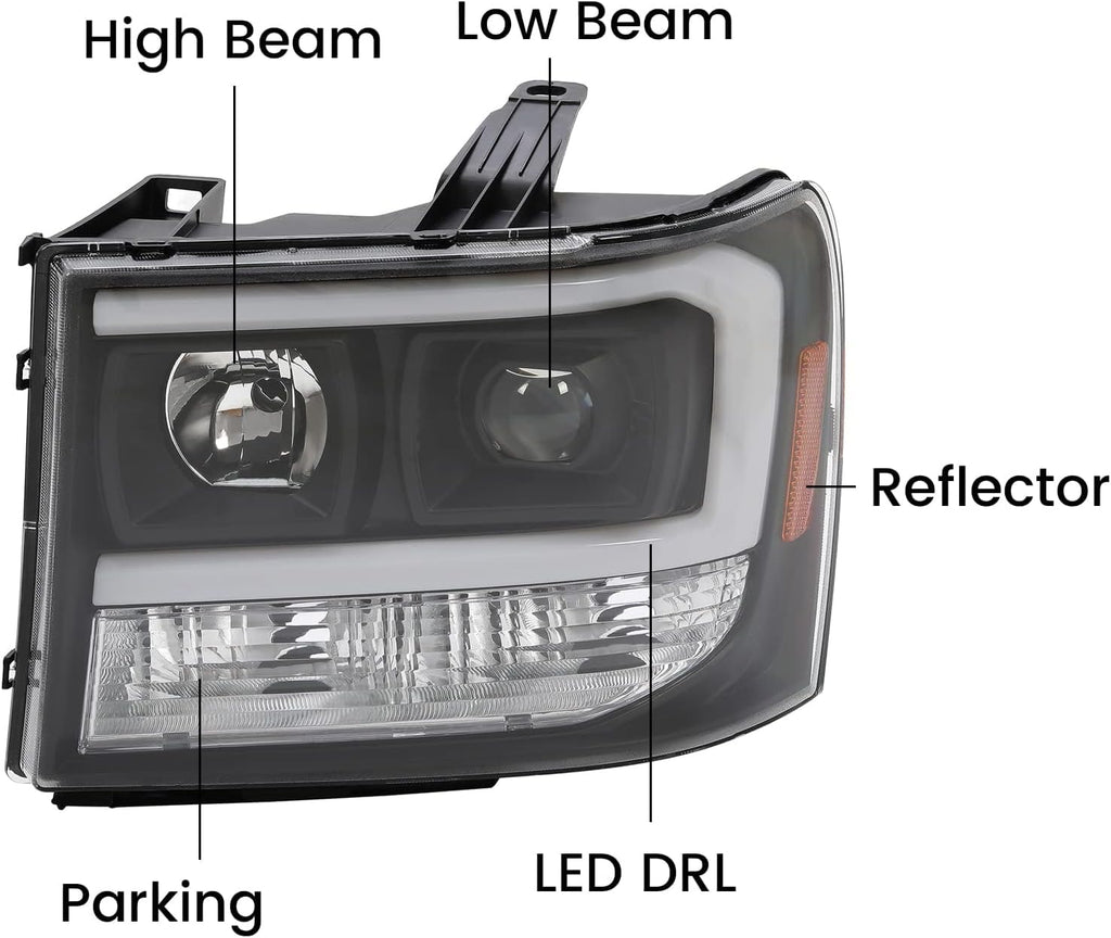 HECASA LED Projector Headlights for GMC Sierra 1500 2500HD 3500HD 2007-2014 S903846