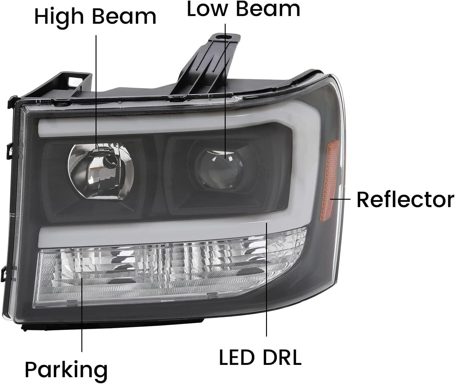 HECASA LED Projector Headlights for GMC Sierra 1500 2500HD 3500HD 2007-2014 S903846