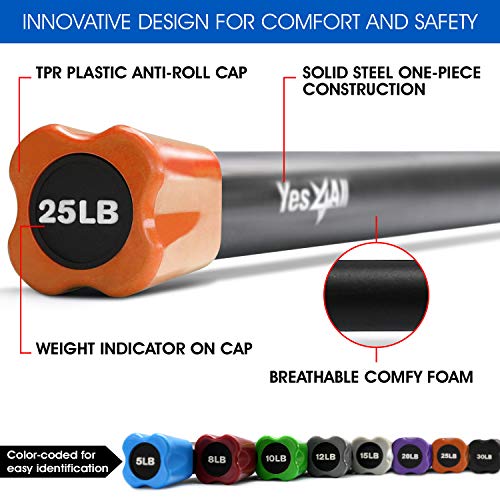 Yes4All Weighted Bar for Strength Training and Home Gym E384915