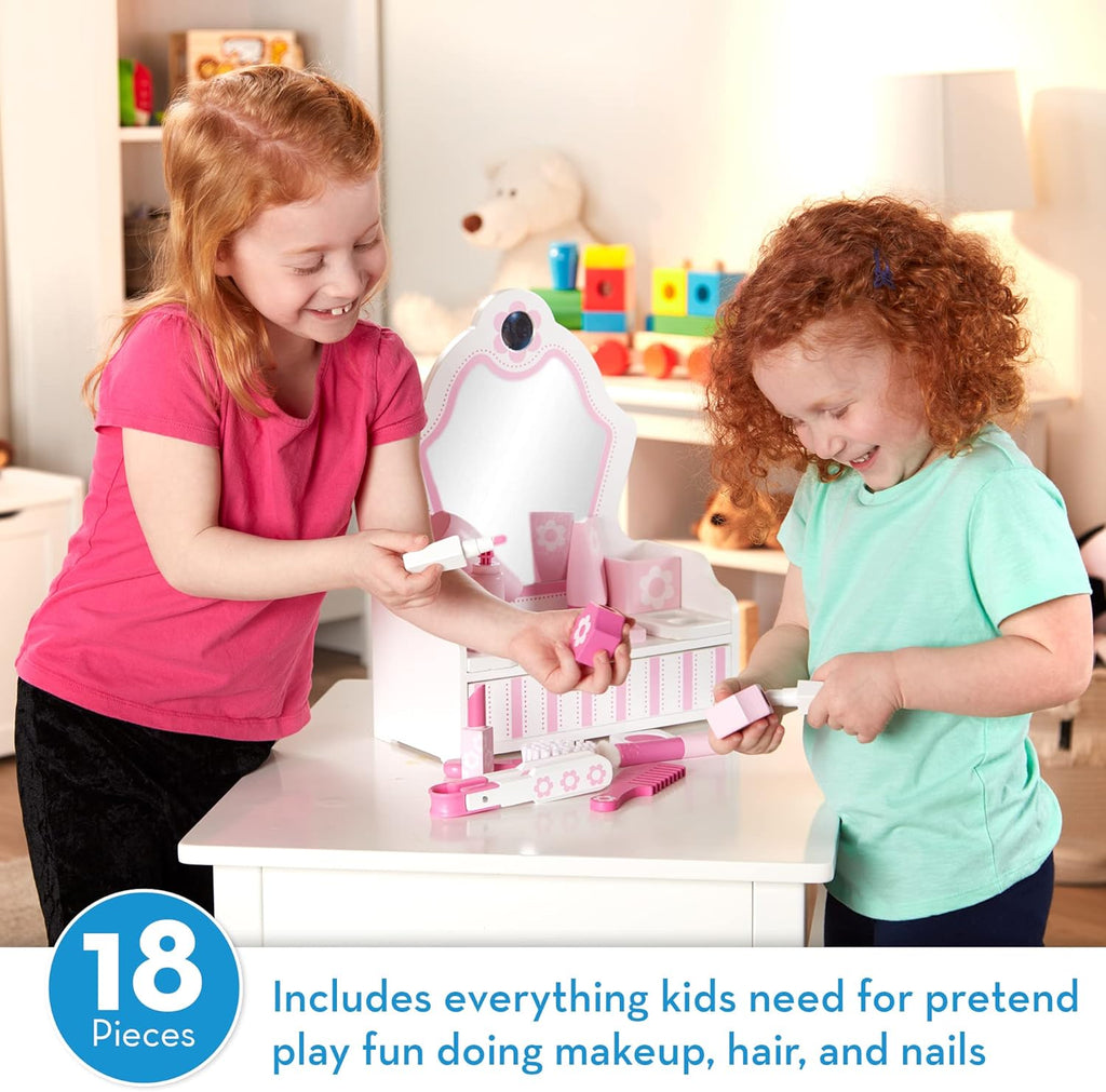 Melissa & Doug Wooden Beauty Salon Play Set with Accessories, Pretend Hair & Nail Care, Ages 3+ W456