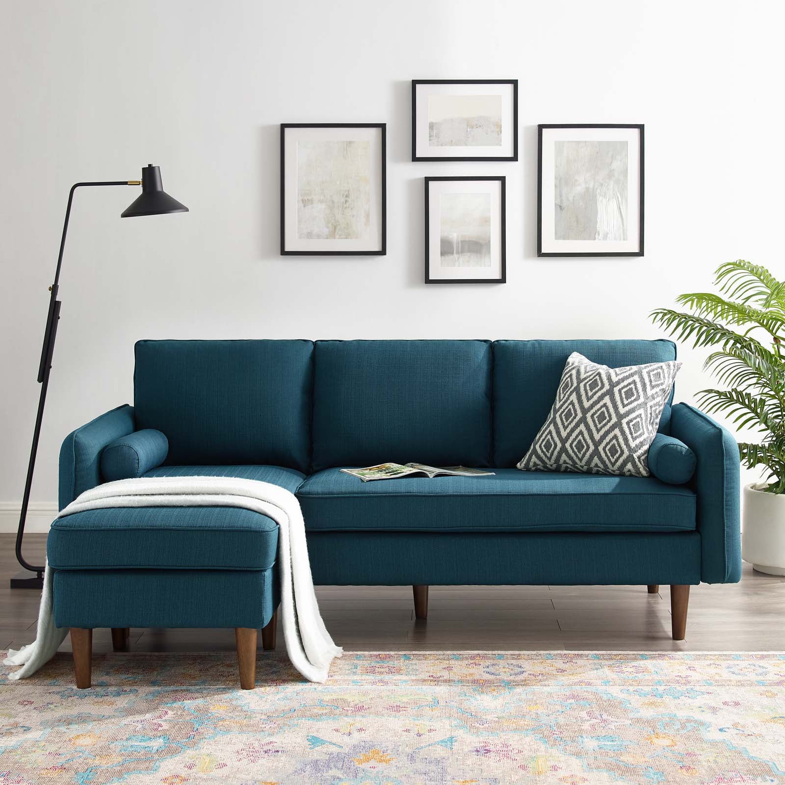Navy Blue Fabric Sectional Sofa Set C37521