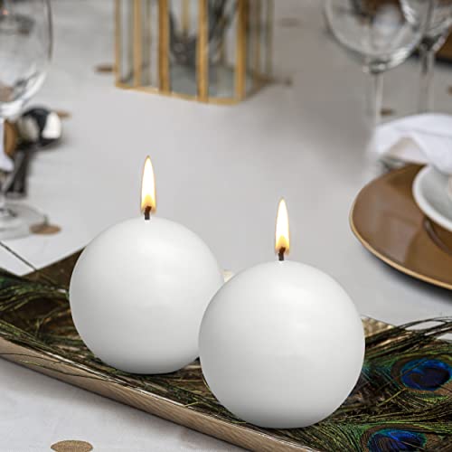 Bolsius White Ball Candles 2.75 Inch Unscented Set of 10 I36774