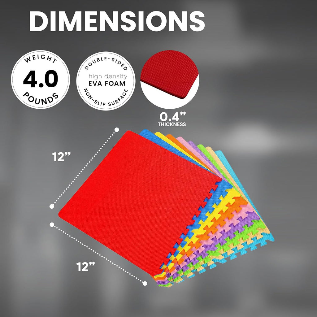 BalanceFrom 0.4 Inch Thick Non Slip Interlocking EVA Foam Floor Mat Set, 9 Colors, 36 sq ft L2986